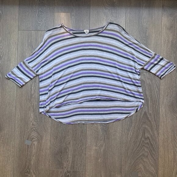 Aritzia Wilfred T-shirt Cropped stripes boxy fit short sleeve Gray Size XS - Picture 6 of 14
